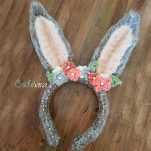 Crochet Bunny Headband Pattern Furry Cosplay Costume Woodland Rabbit Easter Spring Costume image 2