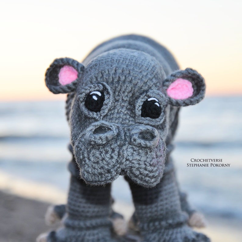 Crochet Hippo PATTERN Life Size Realistic Baby Pygmy Hippopotamus & HAT not finished item, PDF Instructions Fiona House Hippo image 3