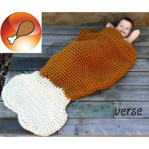 Patrón de manta tipo capullo de ganchillo - Muslo de pollo/pavo frito - ¡Proyecto de 3 horas!