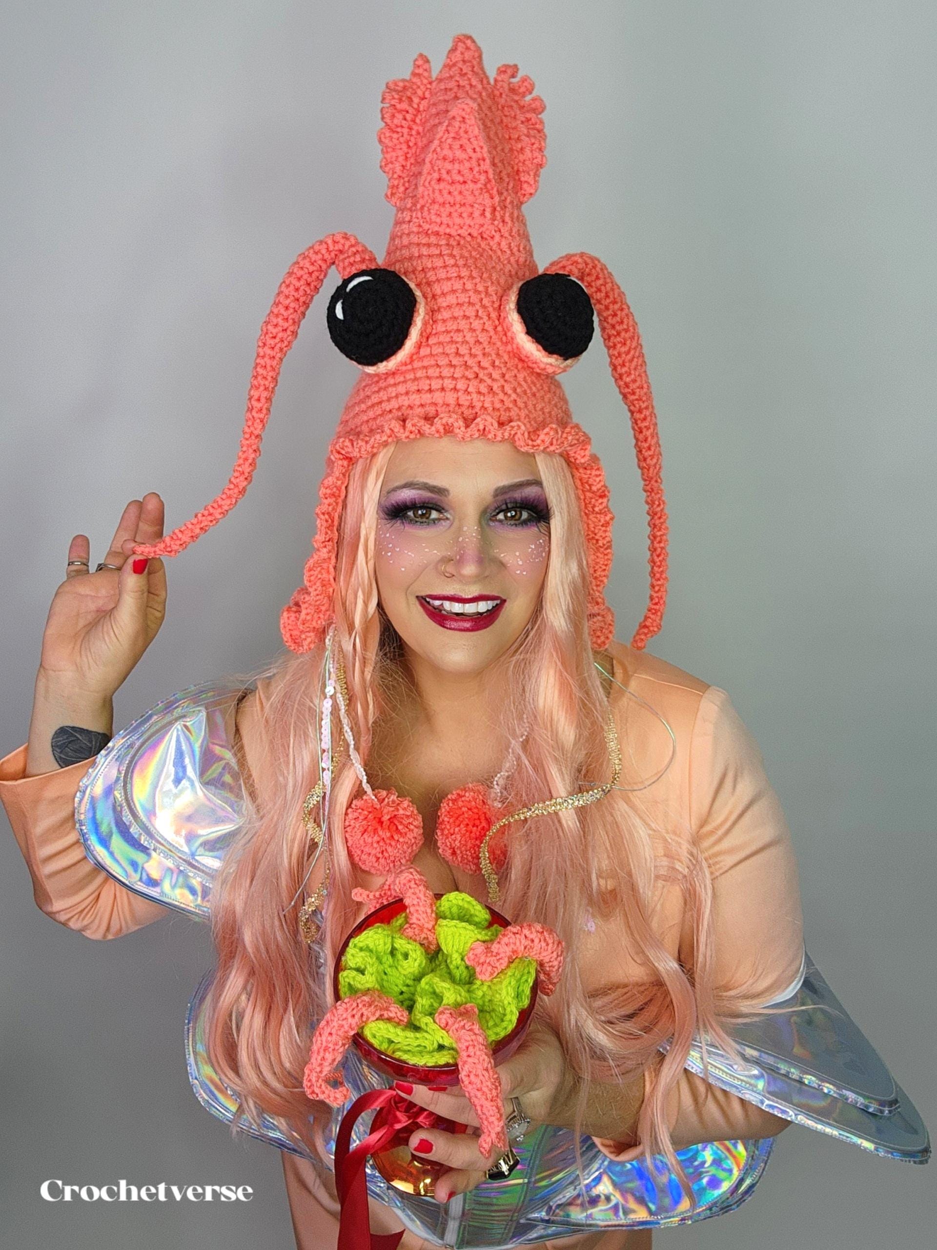 Crochet Shrimp Prawn Hat PATTERN PDF Food Costume Cosplay Hood - Etsy