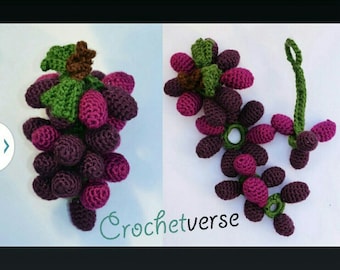 Grapes Crochet Pattern Amigurumi Play Food Softie Toy