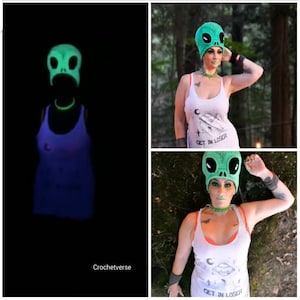 Alien buitenaards gehaakt kostuum hoed patroon cosplay ruimte Cybergoth cyberpunk