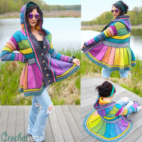 Serged Dream Sweater Coat Crochet Pattern PDF - Rainbow Fairy