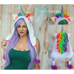 Crochet Unicorn Hood Pattern Halloween Costume Cosplay