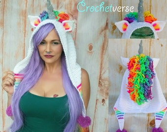 Crochet Unicorn Hood Pattern Halloween Costume Cosplay