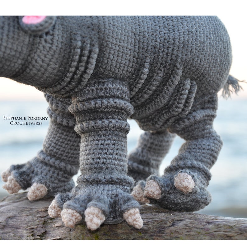 Crochet Hippo PATTERN Life Size Realistic Baby Pygmy Hippopotamus & HAT not finished item, PDF Instructions Fiona House Hippo image 5