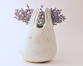 Large Chubby White Bunny Vase, White Rabbit Vase, Bunny Flower Vase, Large Bunny Vase, Cute Gift, White Rabbit, White Rabbit Planter