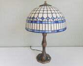 Stained Glass Lamp Blue and White Table Lamp