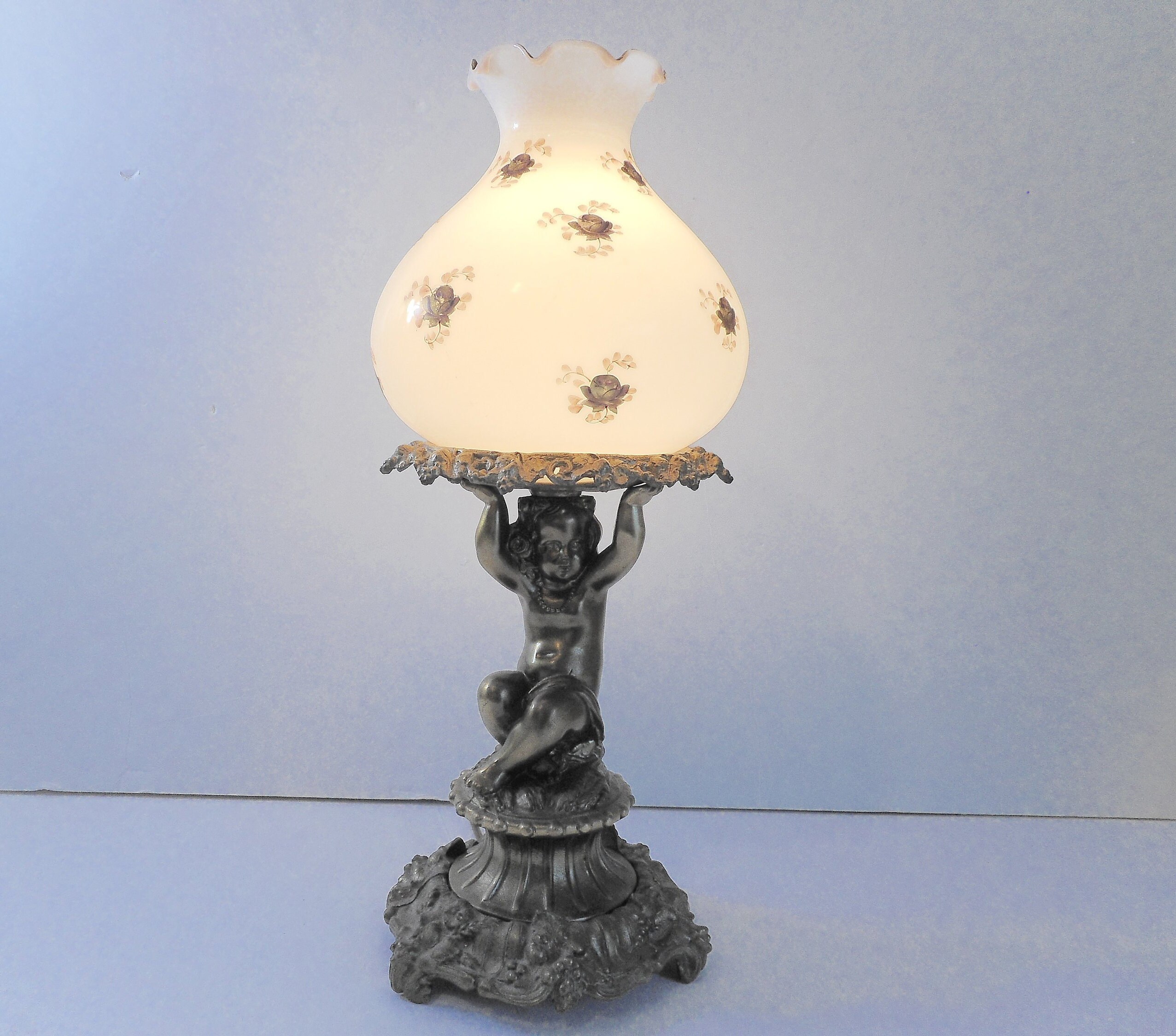 Cherub / Angel Lamp with Matching Glass Shade of White with Etsy