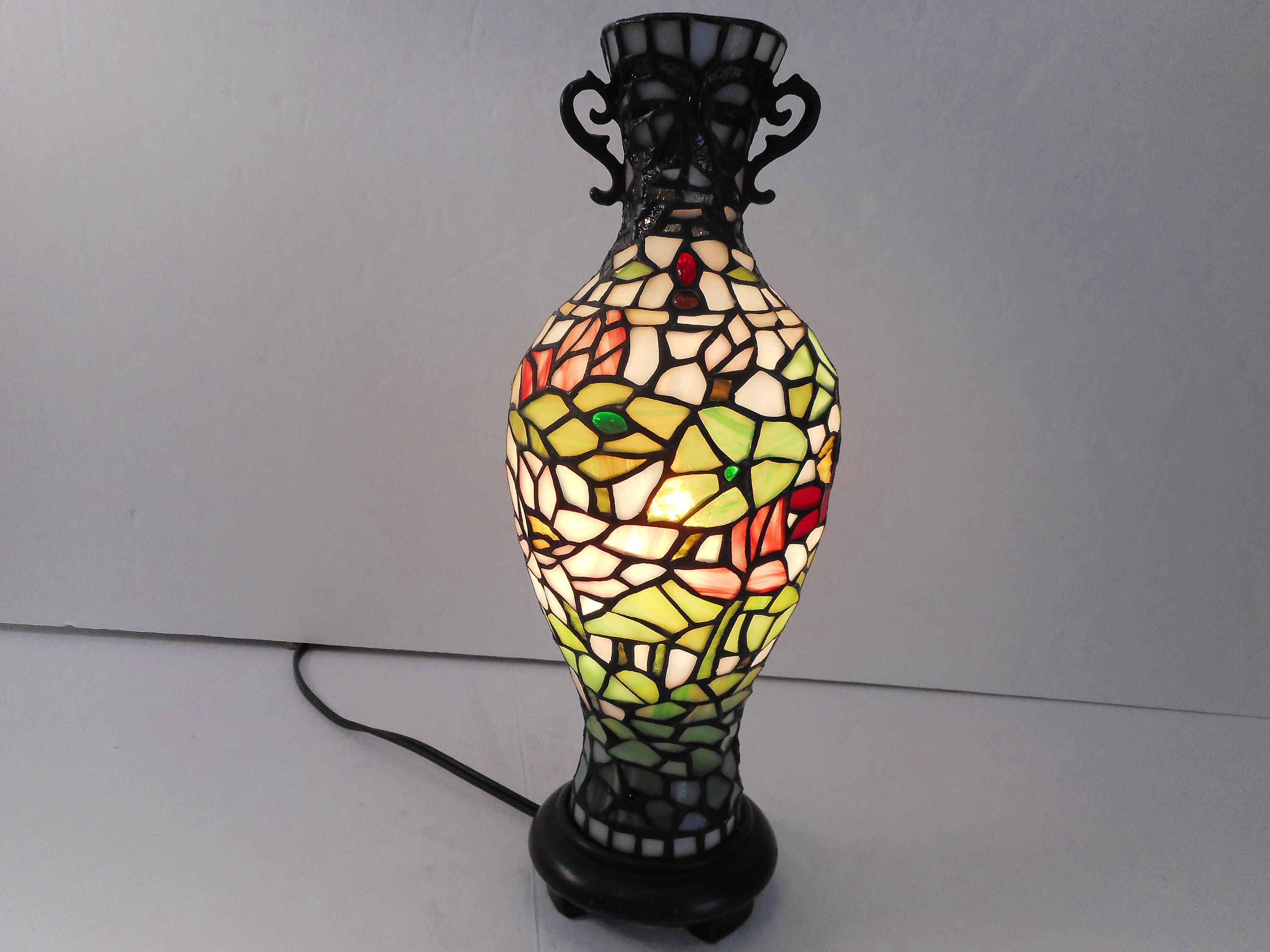 Stained Glass Vase Lamp Home Decor Etsy