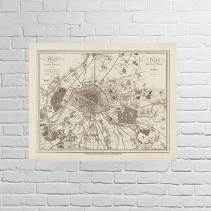 1805 France, Map of Paris, 1800&#39;s, New Print Reproduction of an Old Map