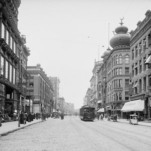 Main Street in Springfield, MA, 1905, Massachusetts, Early 1900s, Photo, New Print Reproduction of an Old Photograph