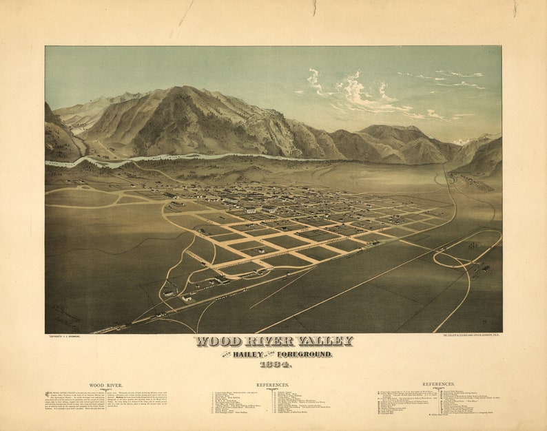 Hailey, Idaho, 1884, 1800's New Print Reproduction of an Old Map - Etsy