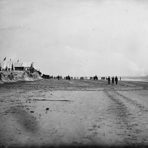 Morris Island, South Carolina, 1863, Civil War, Ships in distance, 1860s,  New Reproduction Picture