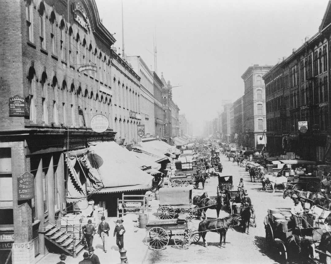 South Water Street, Chicago, Illinois, 1800's, 1893, New Reproduction ...