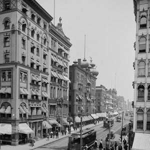 Main Street, Springfield, Massachusetts, 1908, Early 1900&#39;s, New Print Reproduction of an Old Photograph