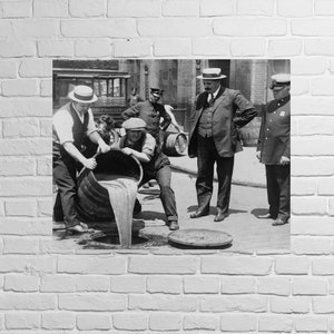 New York, Prohibition Era, 1920's, New York City, Pouring out barrel picture,  New Reproduction Photo Print