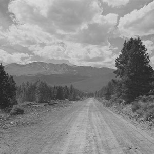 Road near Leadville, Colorado, Rocky Mountains, 1940s, Old Photograph, Black and White, New Reproduction Picture