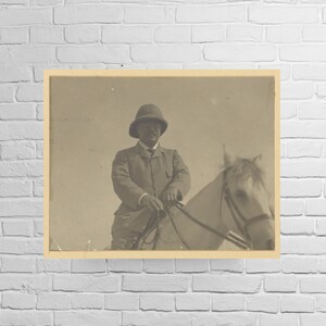 Print of Theodore Roosevelt, Teddy Roosevelt in 1910 with Horse, New Reproduction Picture