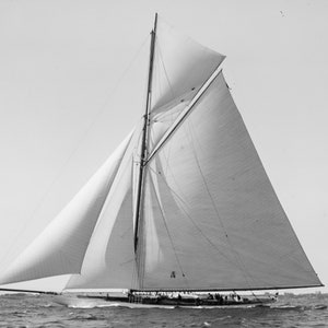 Early 1900&#39;s, Sailboat Columbia, Yacht, Boat, B&W, Black and White, Photo, New Print Reproduction of an Old Photograph