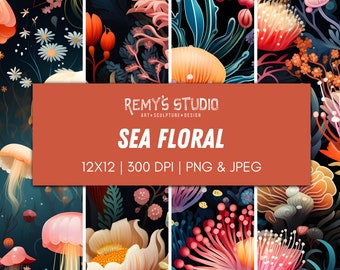 Floral Pattern | Sea Life Digital Paper
