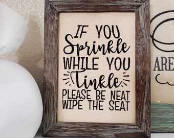 Funny Bathroom Sign ~ If you sprinkle when you tinkle ~ Kids and Guests Fun Bathroom Decor, Rustic Powder Room, 5 x 7 ~ Back of Toilet Sign