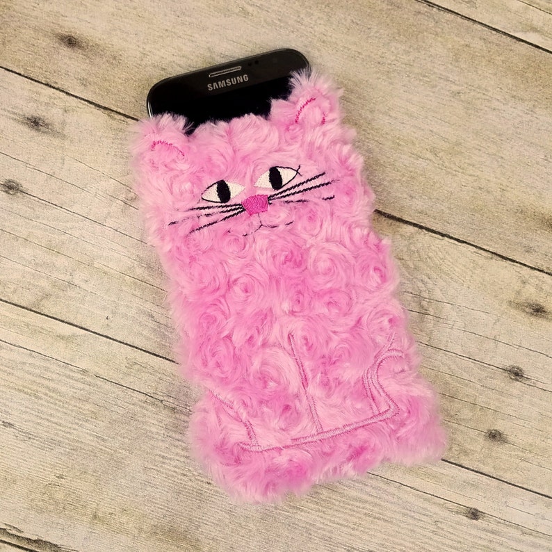 Furry Cat Phone Pouch Pink Kitty Phone Case Stocking - Etsy