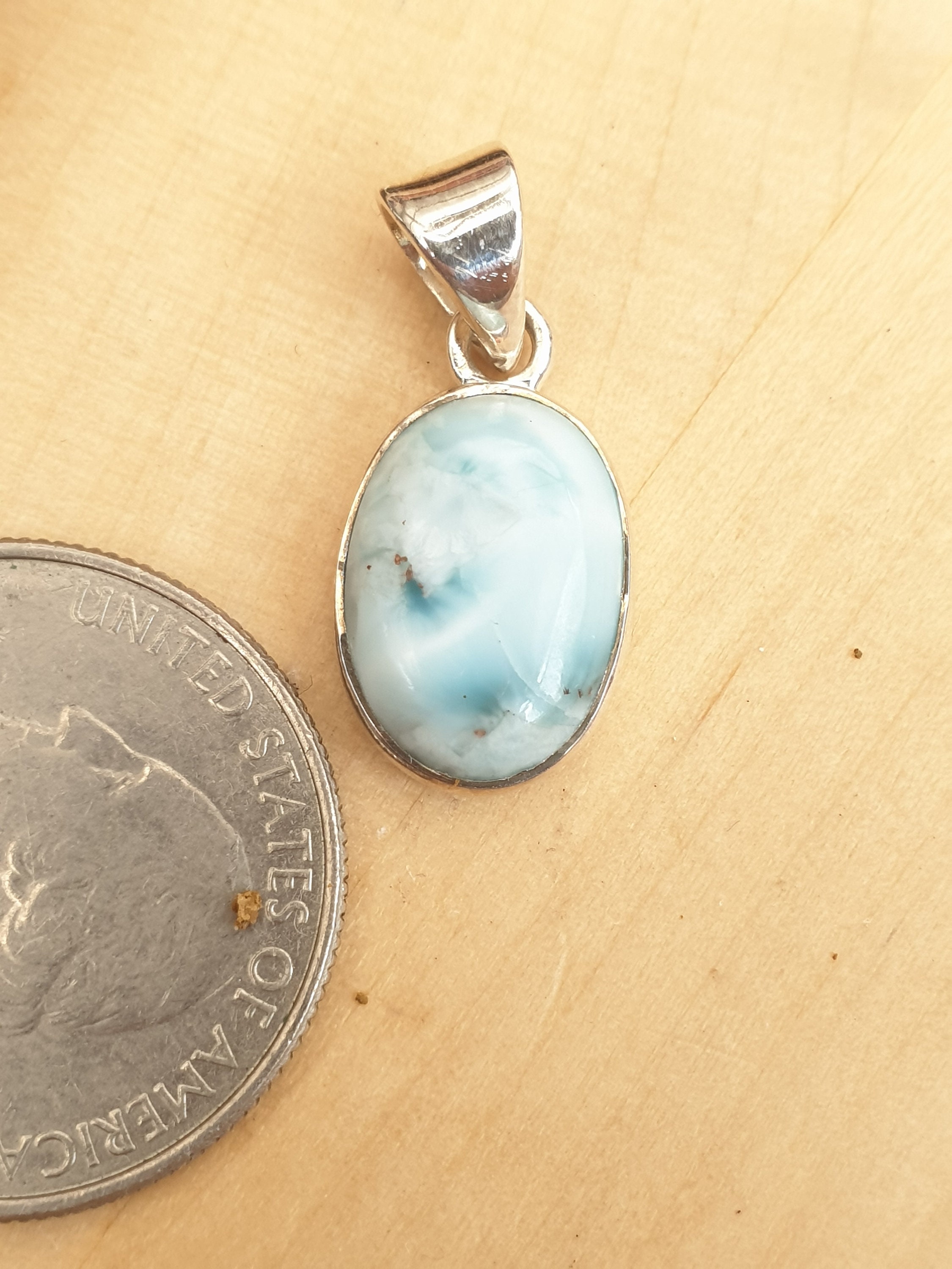 Natural Larimar Gemstone Pendant. Oval Larimar Set In Sterling | Etsy