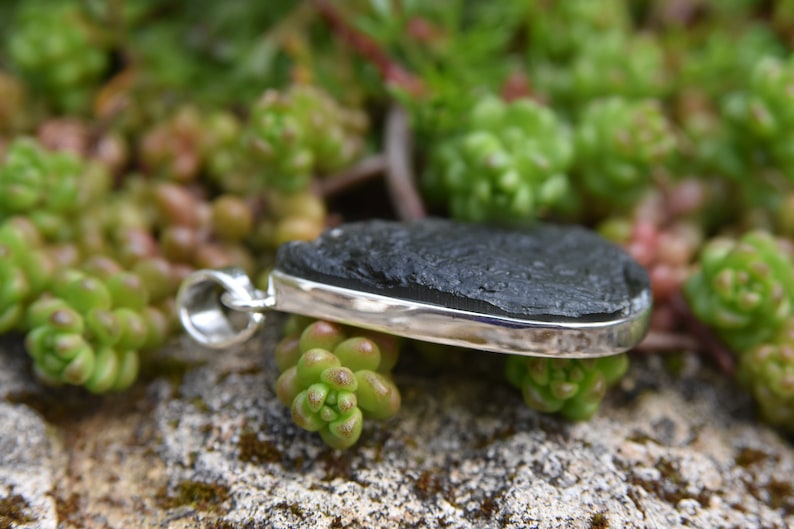 Large Moldavite Meteorite Teardrop Set in 925 Silver Pendant Gift ideas. Moldavite Jewelry Pendant necklace