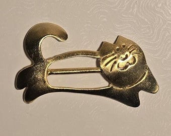 Vintage CAT Scarf CLIP Buckle GOLD Tone 4" by 2.25"