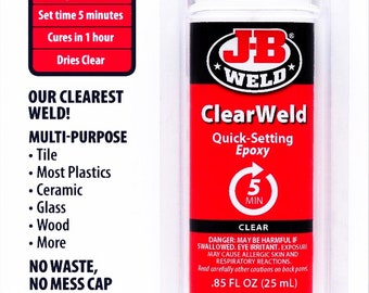 J-B Weld ClearWeld Quick Setting CLEAR two part Syringe Epoxy Glue glass tiles plastic ceramic wood Jewelry Repair strong adhesive jb 50112