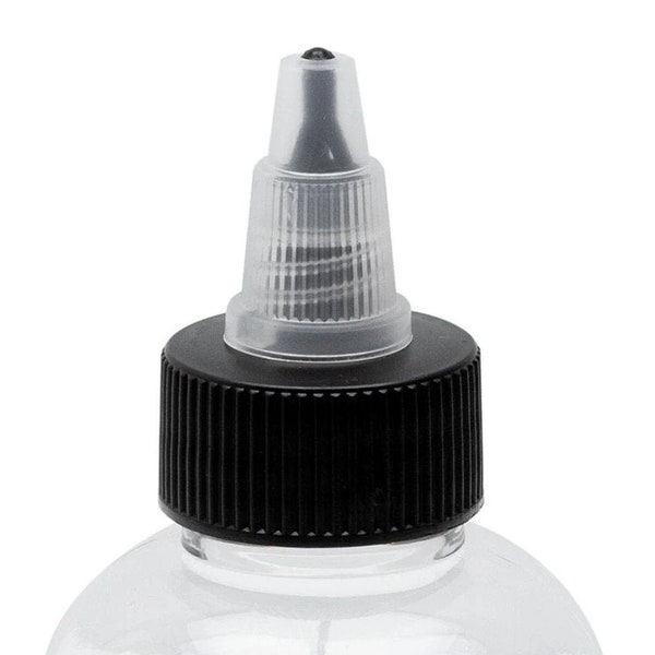 1 cLeAr SquEEze Boston rOund Dispenser 4oz Twist Nozzle Easy pour cap for liquids dyes paint airbrush leather care liquids lotions oils glue