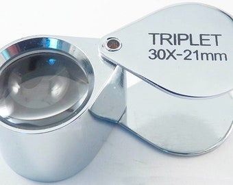 JEWELERS Magnifying LOUPE 30x = 30 power 21mm triplet lens Silver finish MAGNIFY Glass for jewelry magnify jewelry art stamps coins geology