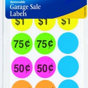 in Stock Labels Garage Sale Stickers Round Fluorescent Price Stickers for Yard Sales Flea Market Supplies Moving Sale Labels 3/4 inch 6 Sheets per Pack 336 Stickers