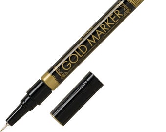 GOLD Metallic Paint MARKER eXtra fine point very thin line permanent 0.5mm tip metal glass porcelain wood plastic ink PILOT Pen 41500