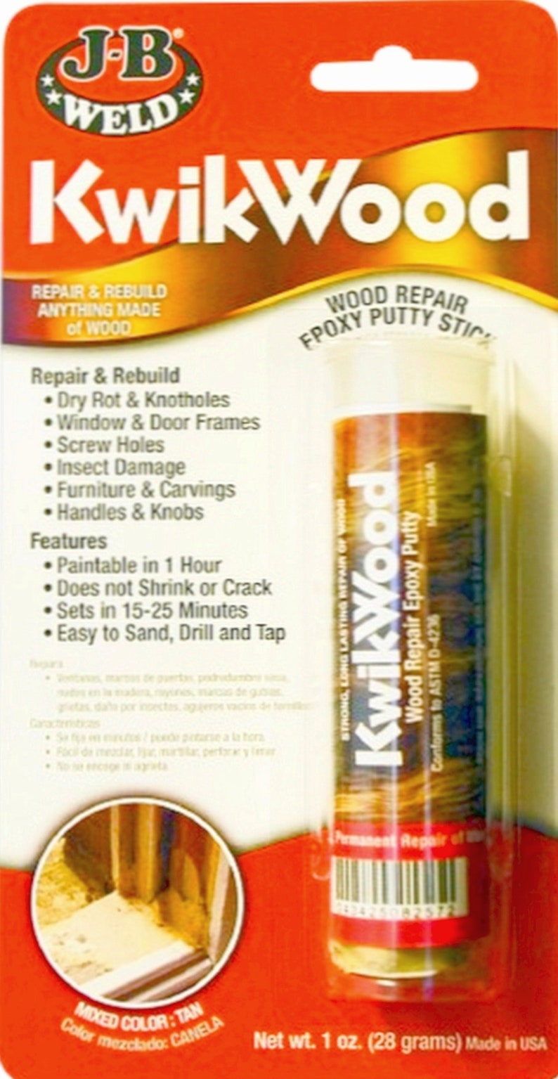 JB Kwikwood WOOD & Furniture REPAIR Epoxy Adhesive Putty Stick 2 Part Quick Filler Glue Sand or