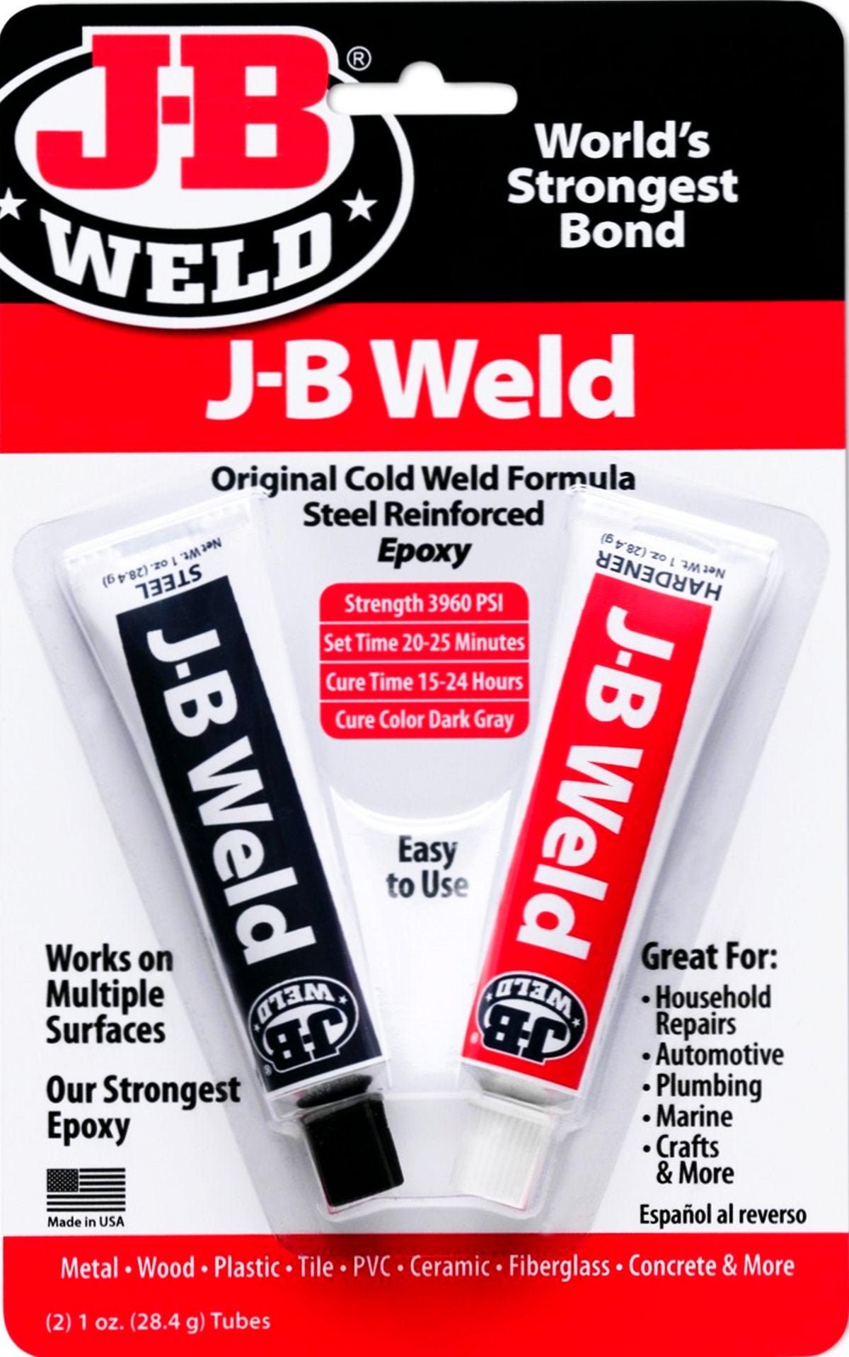 J-B Weld Steelstik Steel Reinforced 2 Part EPOXY Putty Stick for Metal  Steel Plumbing Water Tank Repair Nsf Certified ADHESIVE Glue JB 8267 