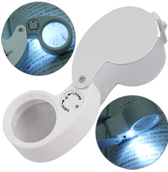 40X Jewelers Loupe Jewelry Loop Coin Magnifier Light Pocket LED Magnifying  Glass