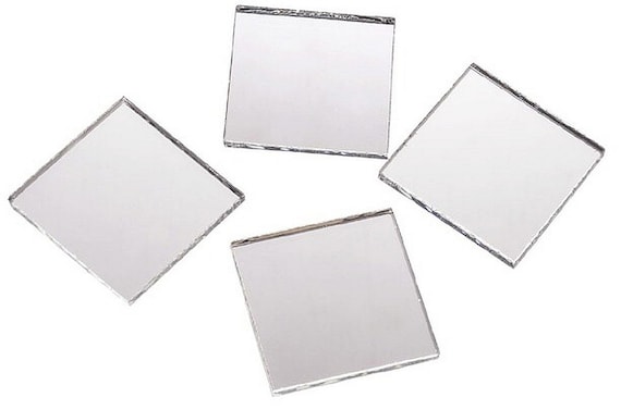 Small Mini Square & Round Craft Mirrors Assorted Sizes Mirror Mosaic Tiles  1/2-1 Inch 100 Pieces 
