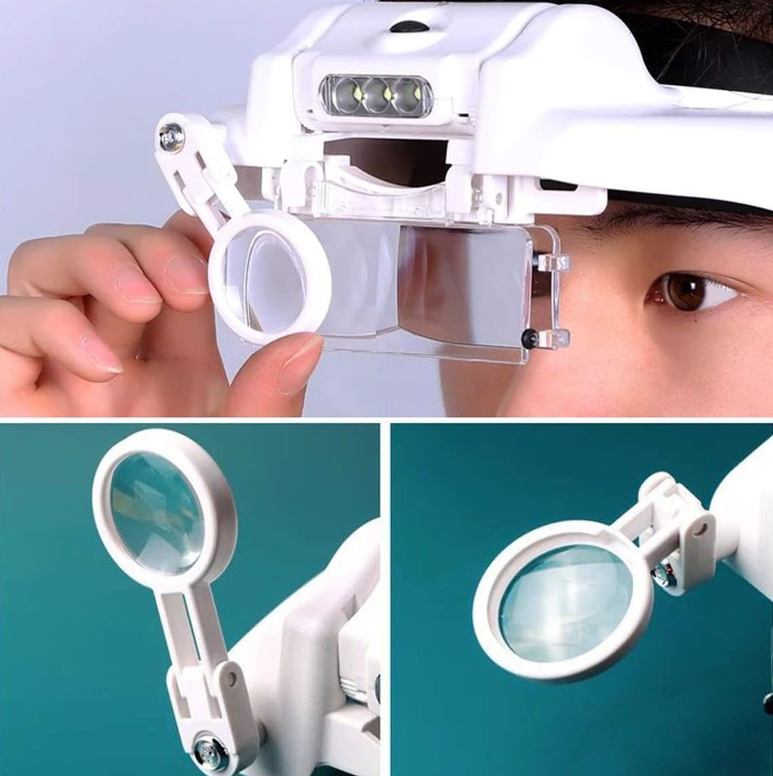 Head Lamp MAGNIFIER JEWELERS Magnifying Visor LED Light Strap on 1.5x