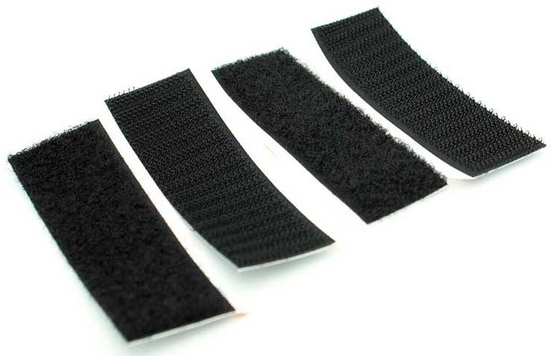 VELCRO Heavy Duty Fastener STRIPS Self Adhesive 2 Sets 4 Strips Total Peel Stick BLACK Color