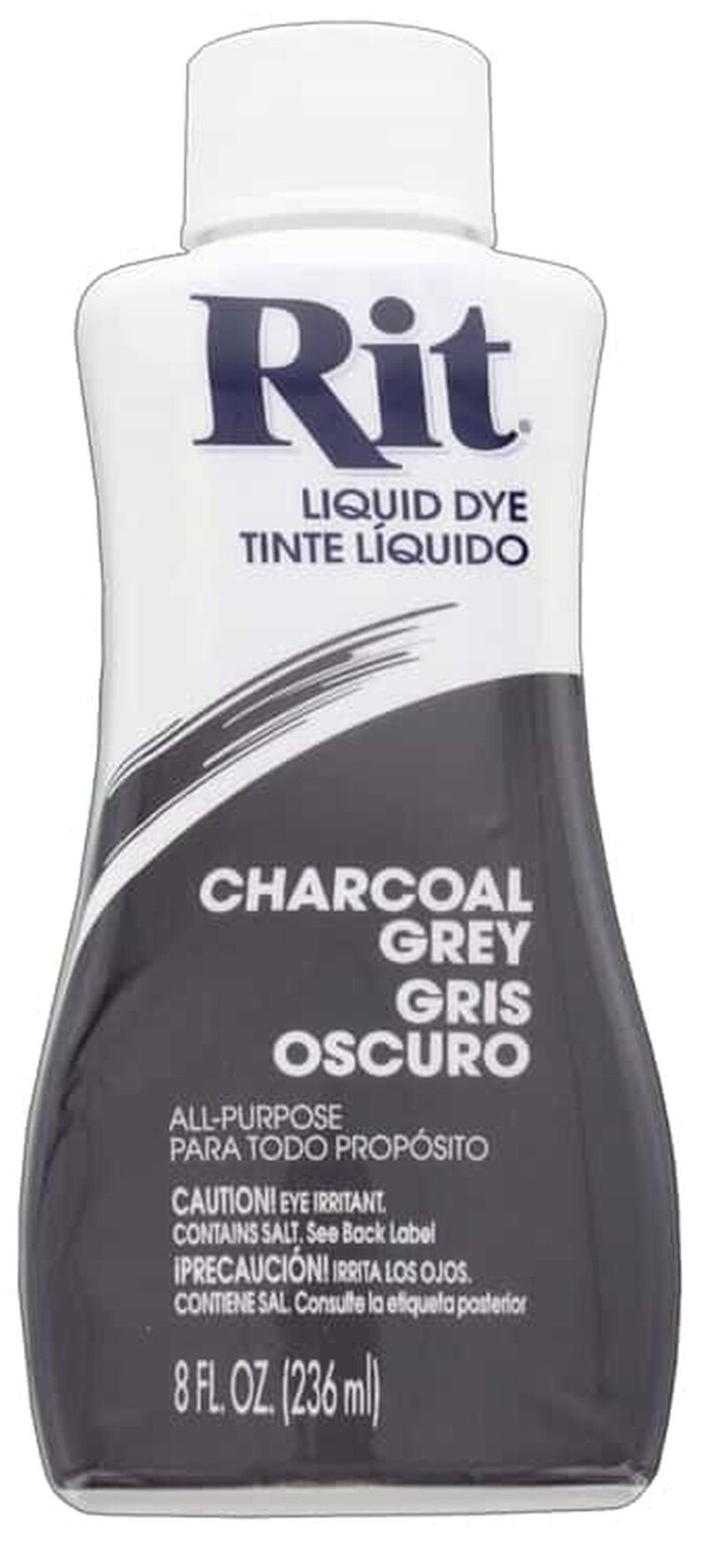 Charcoal Grey Gray RIT Fabric Liquid DYE 8 Ounce BOTTLE Dark Gray for Clothes Linen Silk 88620