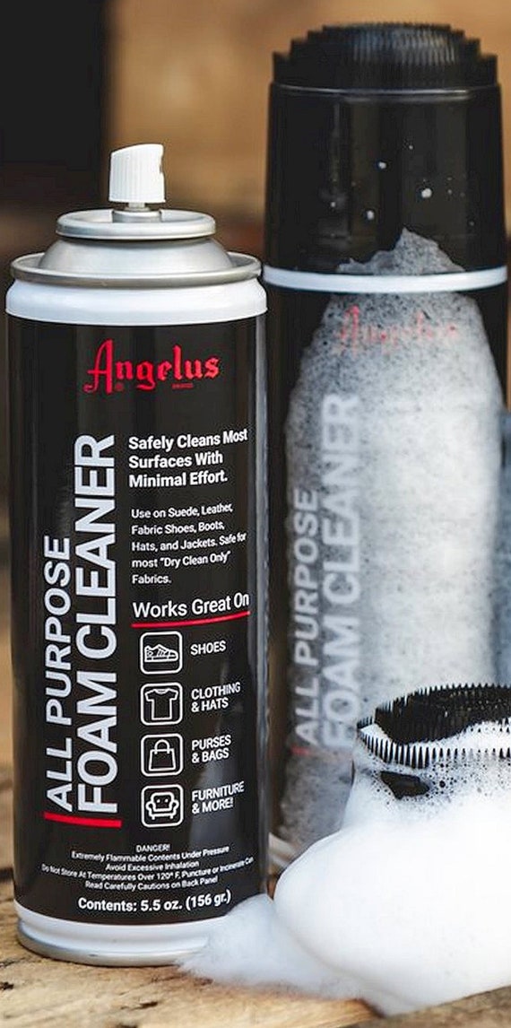 All Purpose FOAM CLEANER Aerosol Foaming Spray With Brush Scrub Scrubber  Clean Sneakers Canvas Suede Nubuck & Leather ANGELUS 845-05-000 