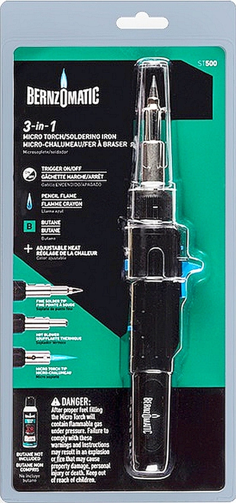 Bernzomatic ST500 Butane 3 in 1 Micro Torch Soldering Iron & Hot Blower