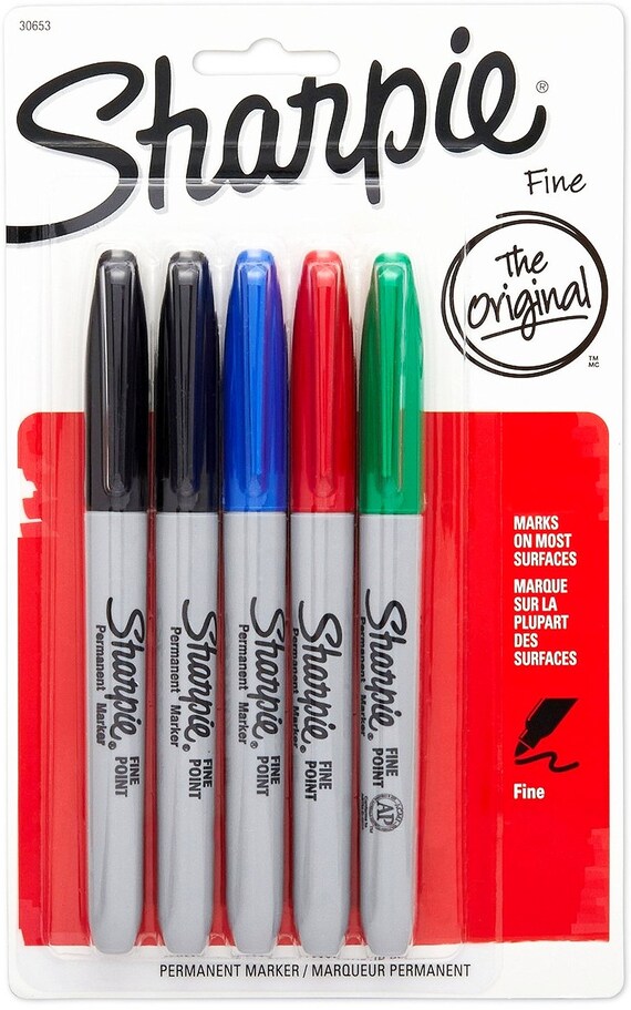 2 Fine Point BLACK Color Felt Tip MARKERS Permanent Magic Marker