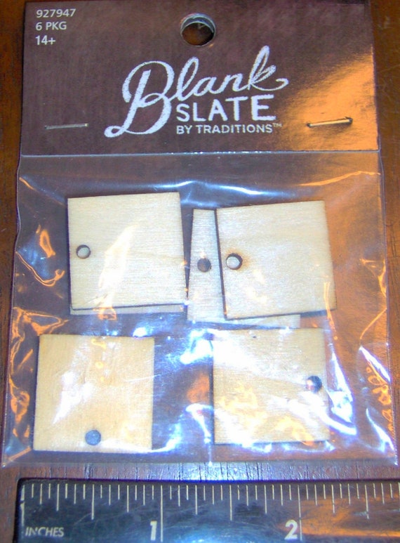 6 Small Wood Squares Blank Tags With Hole 7 8 Square X Image 0