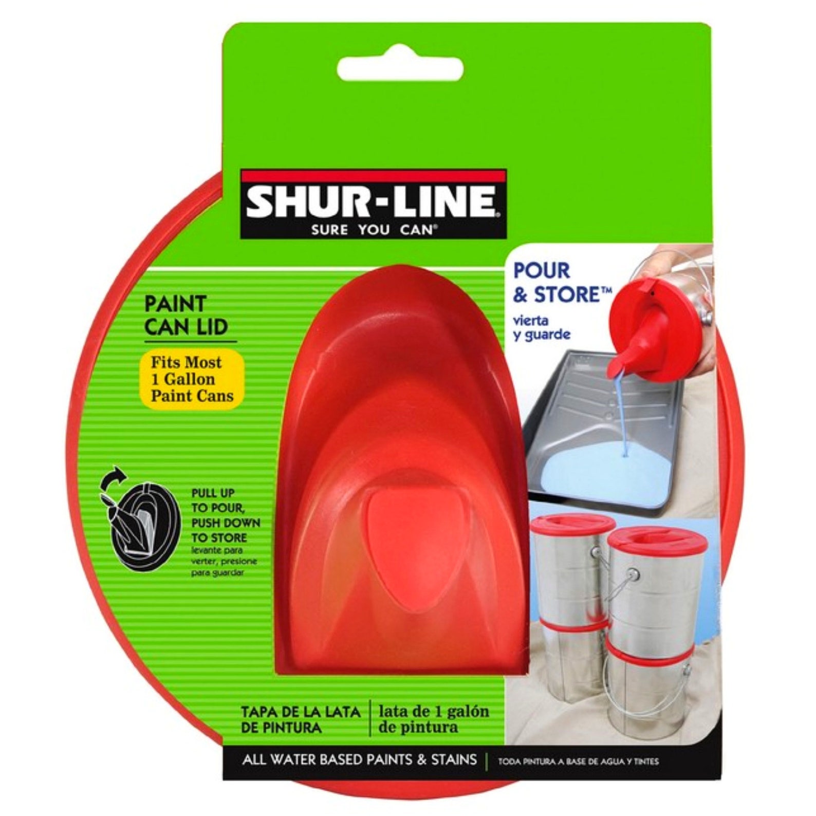 Red 1 Gallon Paint Can LID With Store & Silicone Pour Spout Sure