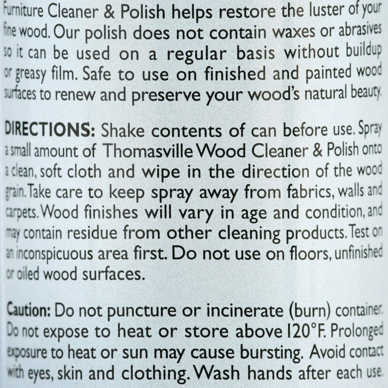 WOOD Cleaner & Polish 12.5 Oz Aerosol Spray Wax Free for Fine