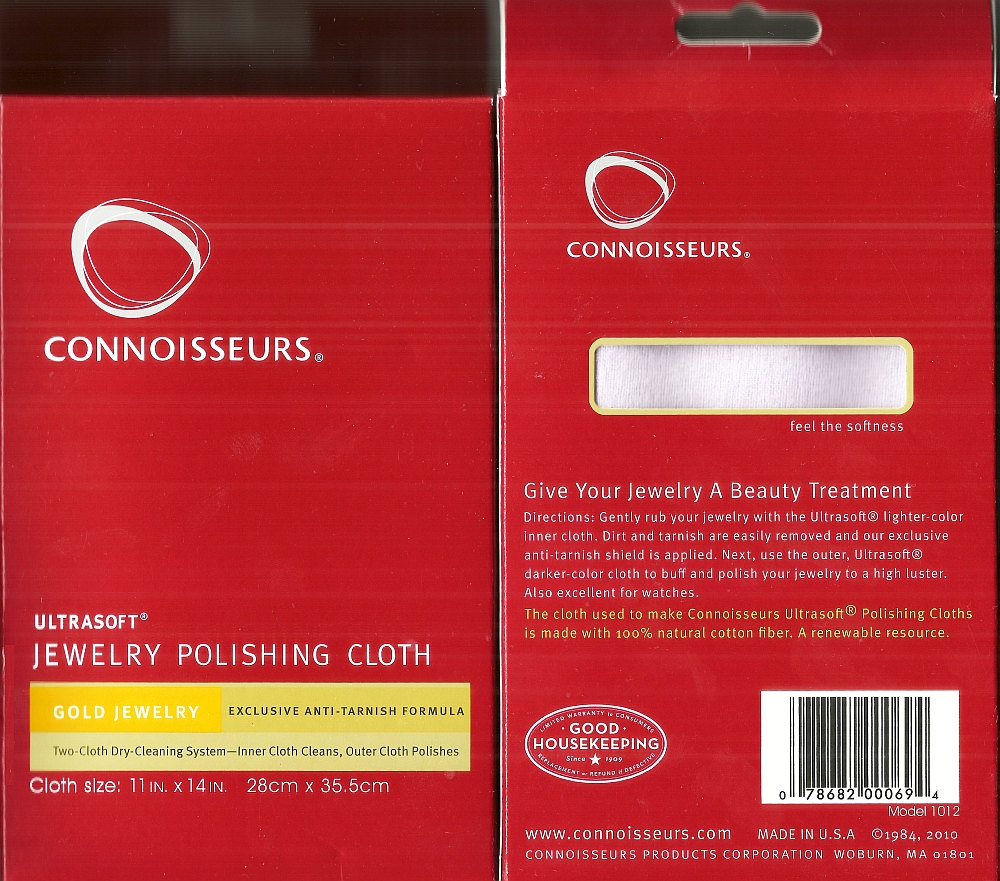 Connoisseurs Gold Jewelry Polishing Cloth Cleans and Polished Gold to a  High Shine