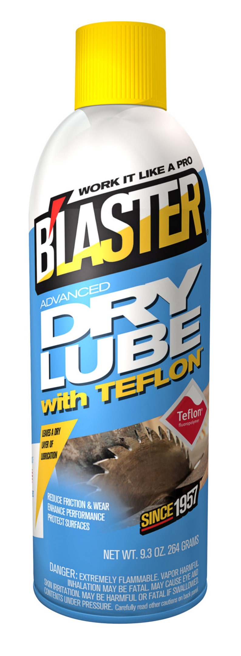 BLASTER Dry LUBE Spray Lubricant Teflon Fluoropolymer Lubrication Lock